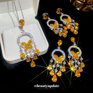Crystal Butterfly and Open Circle Matching Jewelry Set