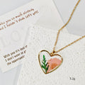 Gold Heart Resin Dried Flower Earrings Necklace Set Styles view 4