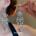 Pink Crystal Chandelier Earrings in Pierced and Clip On Styles view 3