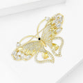 Gold Tone Openwork Butterfly Brooch With Clear Crystals view 2