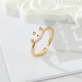 Gold Tone Blue and Pink Enamel Evil Eye Adjustable Rings view 2