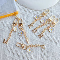 Gold Letter Daisy Flower Keychain Charm With Lobster Clasp view 3