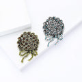 Hydrangea Bouquet Brooch With Bow in Blue or Gold Tone view 2