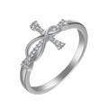 Pave Ribbon Bow Loop Statement Ring In Gold And Silver Tones view 2