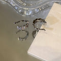 Silver Geometric Crystal Double Band Open Ear Cuff view 6
