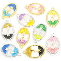 Pastel Moon and Star Oval Enamel Charm Collection for Jewelry Making view 5