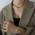 Thick Cuban Curb Chain Bracelet Clasp Tassel Gold Steel view 3