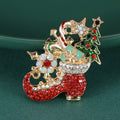 Red Christmas Stocking Brooch Tree Gift Candy Rhinestone Pin view 4