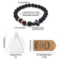 Matte Black Bead Cross Red Wood Accent Stretch Bracelet view 2