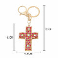Gold Rhinestone Cross Keychain Hollow Metal Crystal Pendant view 3