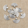 Ridged Fan Metal Pendants in Antique Bronze and Silver Tones view 7