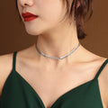 Leaf Choker Necklace Pearl Drop Leaf Earrings Gold Steel Rose view 6
