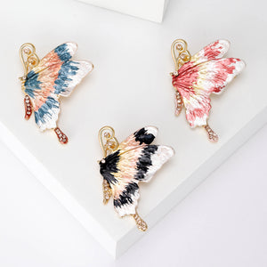 Painted Enamel Butterfly Brooch, Gold-Tone Alloy, 4.3 x 3.2 cm