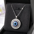 Gold and Silver Tone Round Openwork Evil Eye Pendant Necklaces view 3