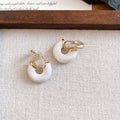 Two Tone Curved Clip On Earrings with Enamel Inlays view 6