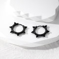 Gold Silver and Black Tone Geometric Spike Hoop Earrings view 6
