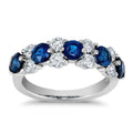 Deep Blue And Clear Round Stone Half-Eternity Ring Silver Tone view 2