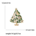 Crystal Star Openwork Christmas Tree Brooch in Green and Gold view 5