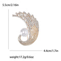 Crystal Feather Swirl Brooch With Double Pearls Jacket and Scarf Accessory view 6