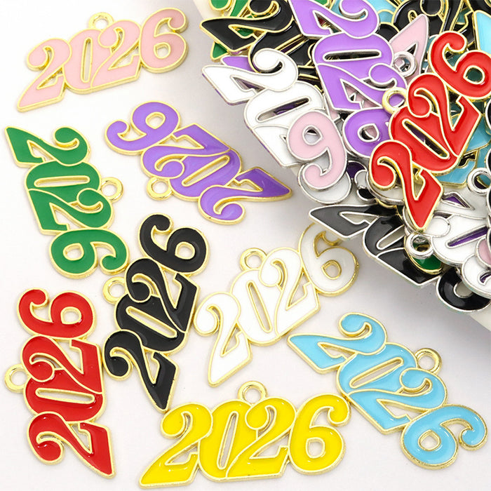 Colorful Four Digit Number Charms in Eight Colors and Two Tones