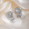 Gold and Silver Nautilus Shell Pearl Look Drop Earrings view 7