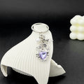 Purple Heart Rose and Leaf Charm Keychain with Metal Hardware view 6