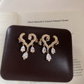 Crystal Open Heart Cascade Stud Earrings in Two Tones view 7