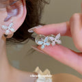 Pastel Butterfly Pearl Back Stud Earrings Statement Jewelry Pair view 2