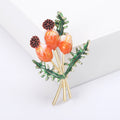 Thistle Bouquet Enamel Brooch in Orange or Blue Green view 4