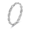 White Gold Twisted Braid Slim Band Finger Ring Sizes 6-10 view 1