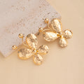 Hammered Gold Tone Butterfly Oversized Statement Stud Earrings view 3