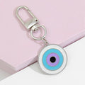 Enamel Evil Eye Keychain Silver Tone Round Square Heart Charms view 2