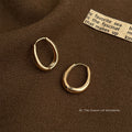 Gold Polished Oval Hinged Hoop Earrings Thick Front view 1