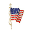 American Flag Enamel Brooch Rhinestone Stripes Gold Silver view 5