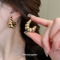 Gold Tone Textured C Hoop Earrings Four Styles With Decorative Metal Accents view 4