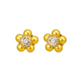 Yellow Round Bead Flower And Crystal Center Stud Earrings view 5