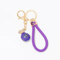Rhinestone Fu Lucky Bag Keychain Gold Metal Charm Cord Options view 5