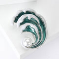 Enamel Ocean Wave Brooch with Pearl in Four Colors view 2