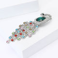 Long Crystal Peacock Brooch in Blue and Multicolor view 3