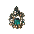 Aqua Gold Tone Flower Crystal Metal Brooch Pin for Jackets and Lapels view 1