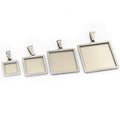 Square Cabochon Pendant Tray Blanks in Gold and Silver Tones view 3