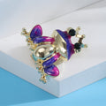 Crowned Frog Brooch in Metal with Bright Enamel, Crystal Eyes, and a Gold-tone Crown view 4