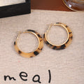 Tortoiseshell Look Broad Polished Ring Round Hoop Earrings view 3