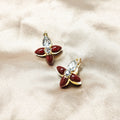 Brown and Burgundy Petal Clear Look Floral Stud Earrings view 4