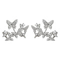 Silver Tone Clear Stone Butterfly Cluster Jacket Stud Earrings view 5