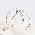 White Gold Large Pavé Clear Stone Hoop Earrings Alloy view 5