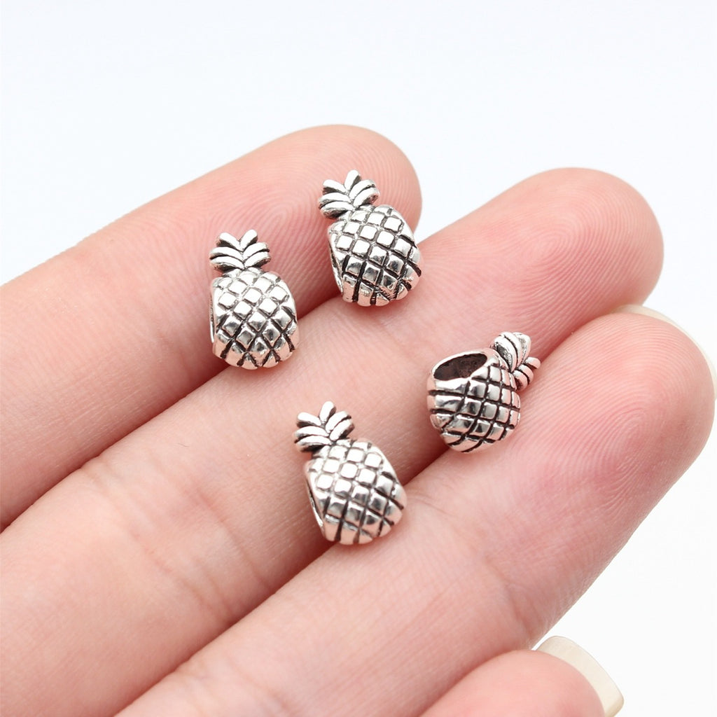 11x6.7x6.2mm 0.82g Antique Silver Zinc Alloy Pineapple Large Hole Spacer Beads for Bracelet Jewelry Making