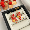 Lunar Festival Red Gold Novelty Earrings in Four Styles view 6