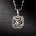 Rectangular Double Halo Pendant Necklace in Polished Metal view 4