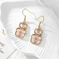 Gold Tone Pressed Flower Teddy Bear Drop Earrings in Six Colors view 2